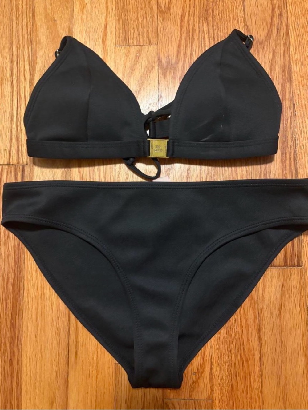 Juicy Couture Black Triangle Bikini Set with Gold Accent